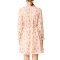 thumbnail image 4 of Allegra K Women's Floral Tie Waist Long Sleeve Ruffle Chiffon Dress, 4 of 7