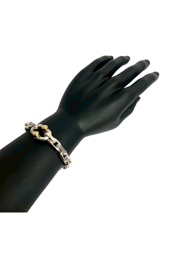 Pre-Owned TIFFANY & Co. Tiffany Makers Silver 925 and 18K Yellow Gold Chain Bracelet,... (Good)