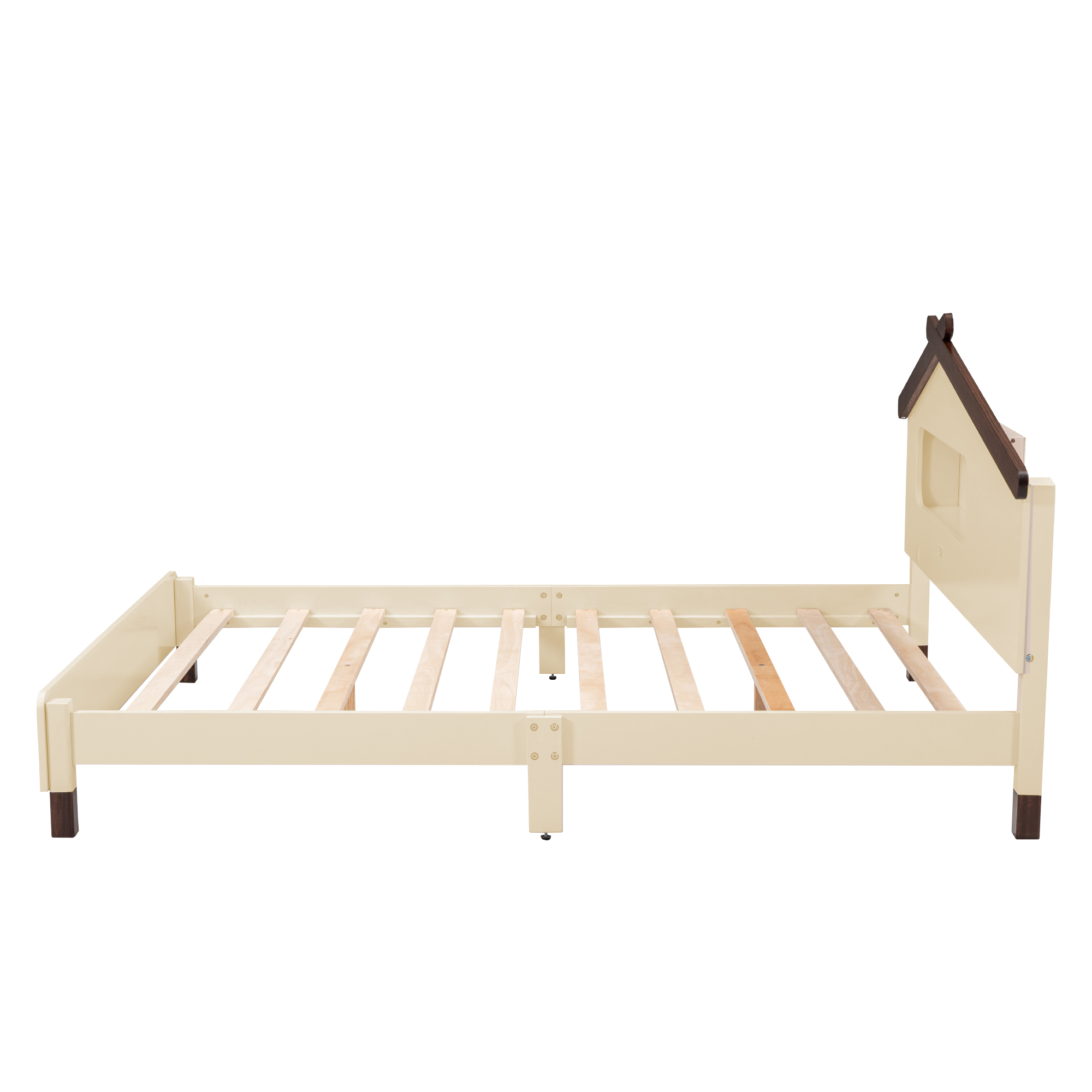 Euroco Wood Full Size Platform Bed with House Shaped Headboard and ...