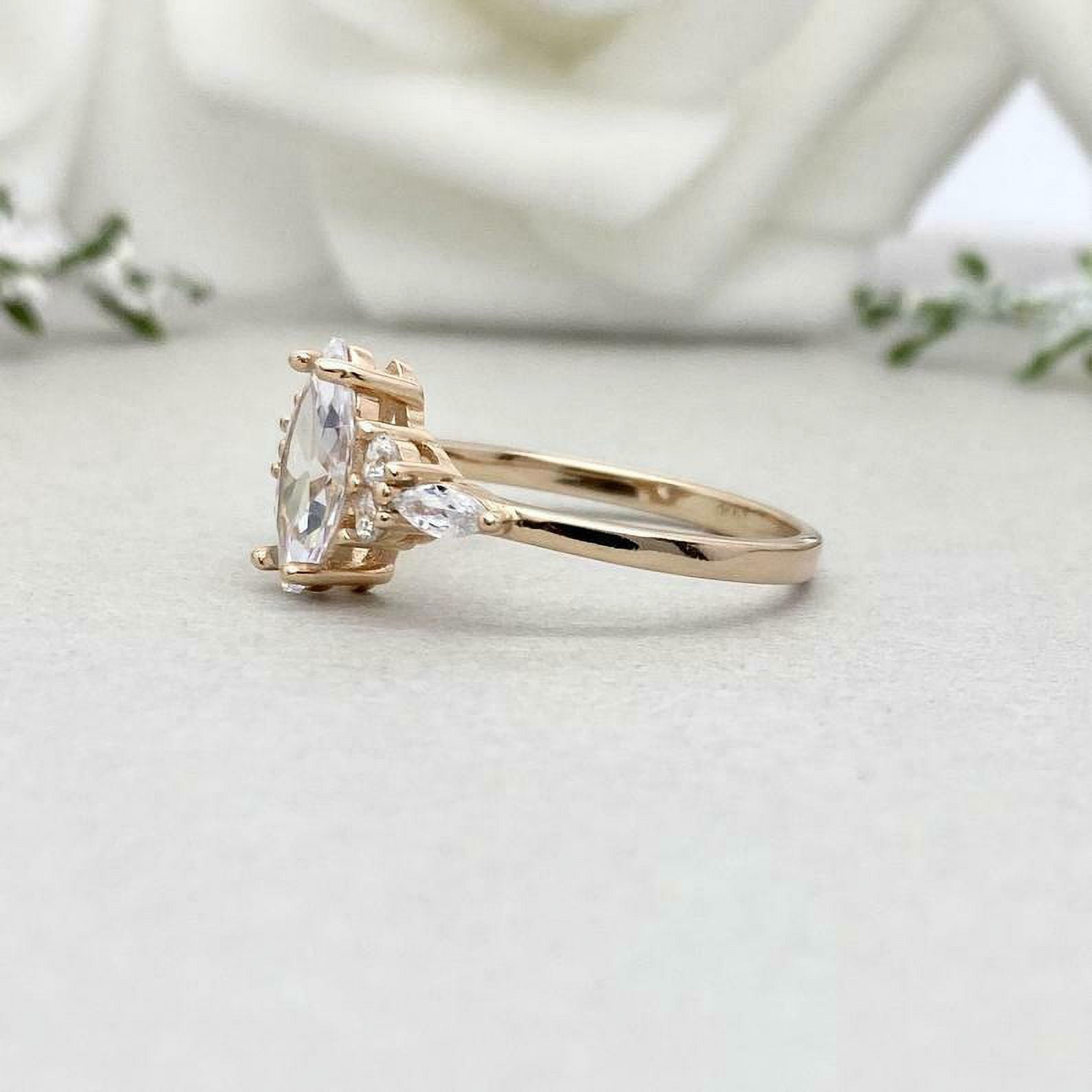 HeartsAndYou 1.4ct Engagement Ring for Women Marquise Cut Moissanite Solitaire Petite 18k Yellow Gold Over Silver