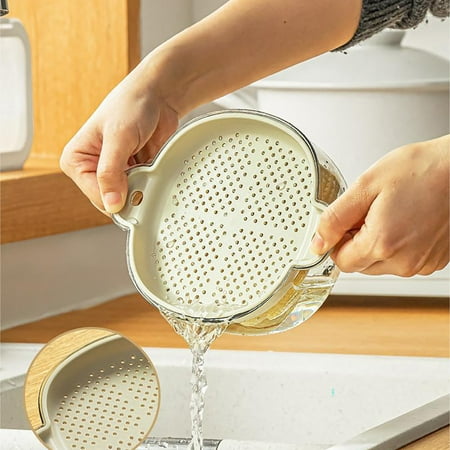 

Light Drain Basket With Cover Kitchen Household Vegetable Washing Basin Fruit And Vegetable Filter Water Basket Washing Fruit Storage Box