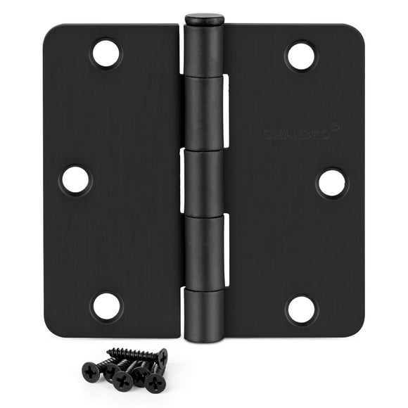6 Pack 3.5" x 3.5" Black Door Hinges, Matte Black Door Hinges 3 1/2 Interior Door Hinges 1/4" Radius Standard Residential Bedroom Door
