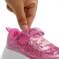 thumbnail image 3 of Kushyshoo Girls Pink Glitter Sneakers Lightweight Kids Sparkle Sport Shoes with Hook and Loop for Toddler Size 1, 3 of 6