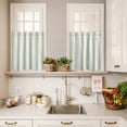 thumbnail image 3 of 3 Piece Kitchen Curtains and Valances Set Green Stripe Cafe Curtains 36 Inch Length Modern Farmhouse Geometric Striped Valance & Tier Curtain for Living Room Bedroom Small Window 54"x18"+27"x36"*2, 3 of 6