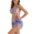 thumbnail image 4 of INSPIRAR CHIC Conjuntos de Bikini de Color Contrastante para Mujeres de 3 Piezas con Espalda Atada, Parte Inferior Triangular, Trajes de Baño Grandes en Púrpura, 4 of 5