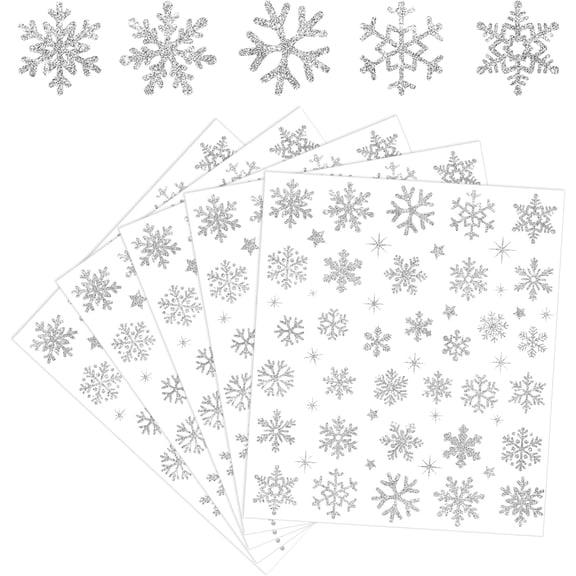 330Pcs Winter Glitter Stickers Silver Snowflake Decals Self Adhesive Stickers for Christmas Home Party DIY Crafts Supplies, 10 Sheets