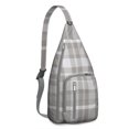 thumbnail image 1 of Striped & Checkered Fusion Sling Backpack - Unique Pattern Crossbody Bag, Stylish Pack for Urban Explorers, 1 of 4