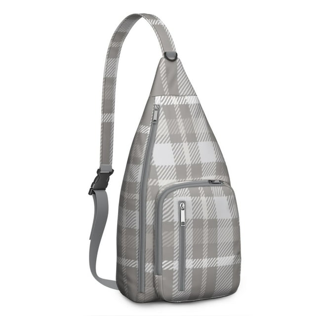 Striped & Checkered Fusion Sling Backpack - Unique Pattern Crossbody Bag, Stylish Pack for Urban Explorers