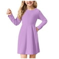thumbnail image 3 of BAnala Girls Long Sleeve T Shirt Dresses Kids Fall A Line Skater Dresses 3 to 18 Years (Light Purple,4-5 Years), 3 of 7