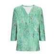thumbnail image 7 of JTZGDY Tunic Tops for Women to Wear with Leggings Loose Fit Casual Floral Printed Summer V Neck Graphic T-Shirts Trendy Flowy Cotton Blouses Green#02 S, 7 of 7