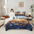 thumbnail image 4 of Castle Fairy Floral Sunflower 3 Pieces Queen Comforter Set,Flying Butterfly Ultra Soft Bedding Sets,Blue Orange Bedding Comforter Set,Super Cozy Flower Room Decor,Reversible, 4 of 8