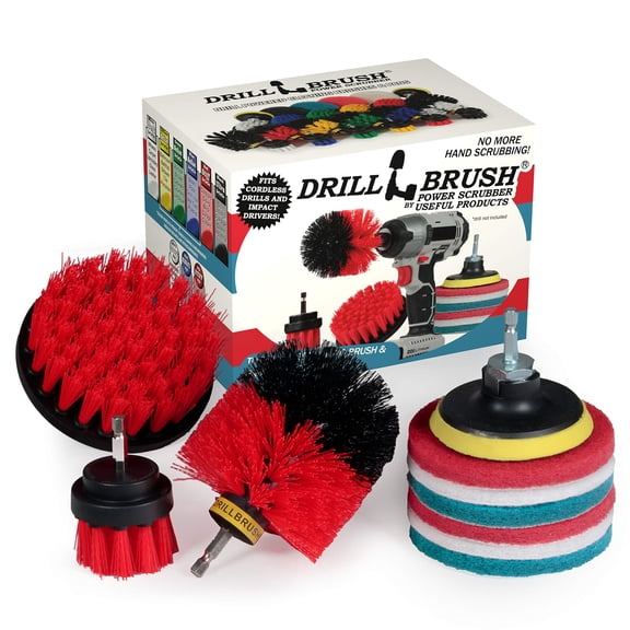 Outdoor Deck Scrub Brushes - Patio Cleaning Brush Attachments - Stone Cleaner Tools - Deep Cleaning Concrete Brush Set - House Siding Cleaner - Statue Scrub Brushes - Drill Powered Scrubbing Pads Kit