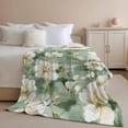 thumbnail image 2 of Throw Blanket for Couch Flowers Soft Fleece Flannel Blankets Cozy Lightweight Blanket for Home Sofa Living Room Green Leaf Watercolor Bed Throws 60" x 80", 2 of 9