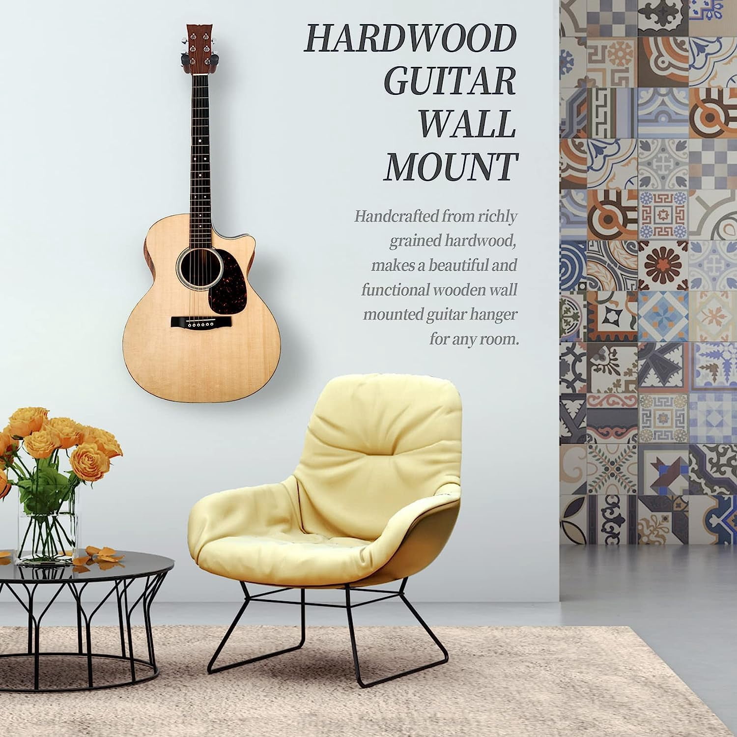 Wooden Guitar Wall Hanger - Pack Of 5 Mount For Safe Storage And Display Sturdy Guitars