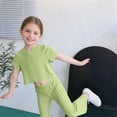 thumbnail image 5 of Ultrave Girls Casual Outfit Short Sleeve T-shirt Flare Leg Pant 2-Piece Set Summer Loose Clothes for 2-10Y, 5 of 6
