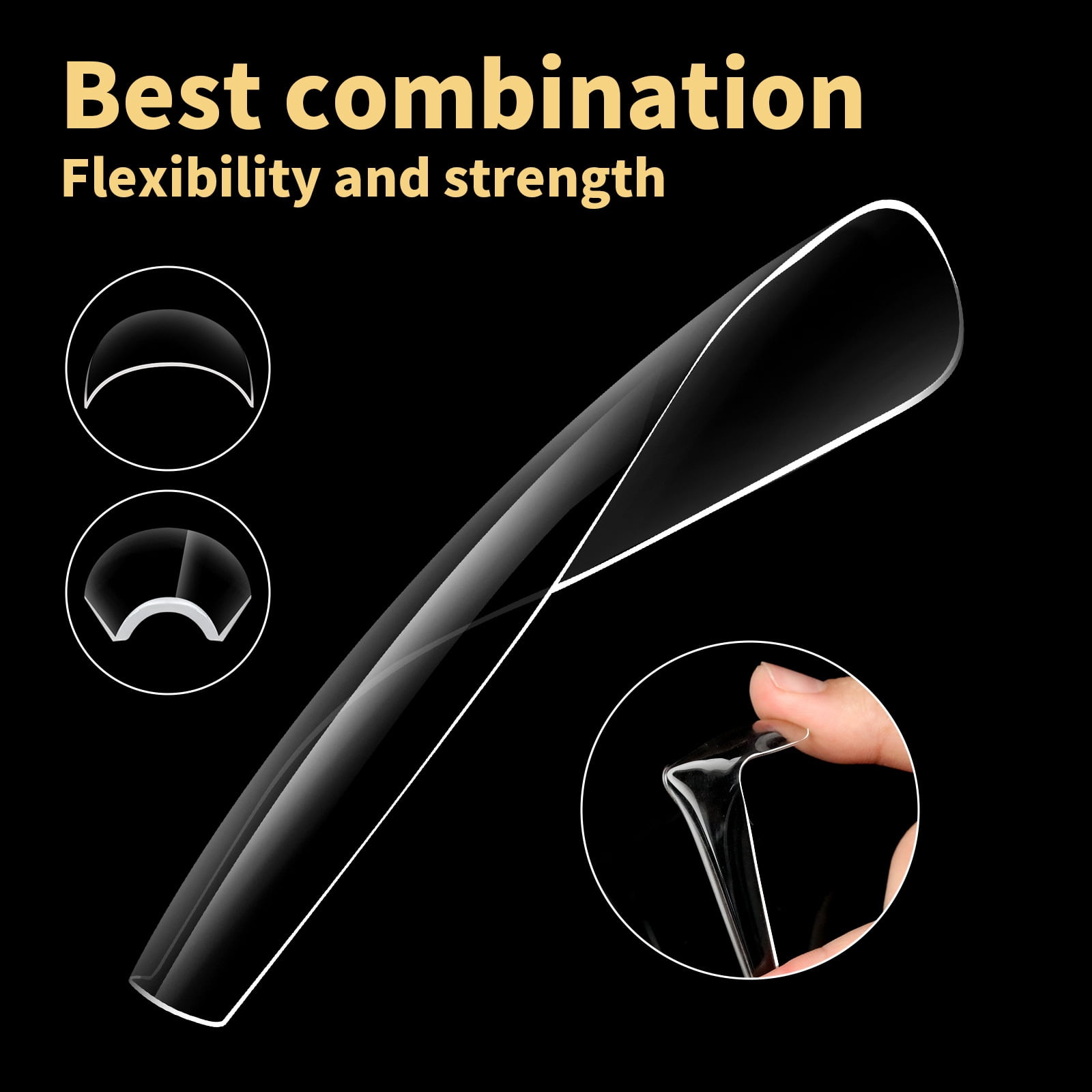 180pcs Extra Super Long 5XL Transparent Nails Tips for Salon Quality French Nails Art Wedding Party Nails Decorations