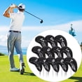 thumbnail image 2 of 12 fundas duraderas de PU para cabezas de hierro de golf, fundas protectoras para palos de golf Negro, 2 of 9