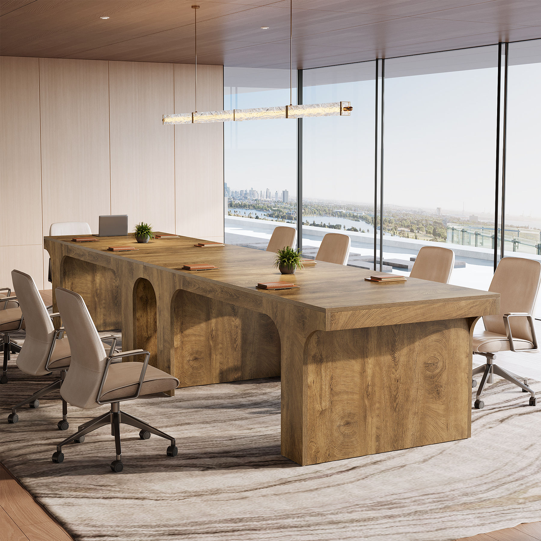 Finmind 70.87" Executive Office Desk, Large Workspace Computer Desk, Rustic Wood Writing Table