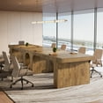 thumbnail image 3 of Finmind 70.87" Executive Office Desk, Large Workspace Computer Desk, Rustic Wood Writing Table, 3 of 5