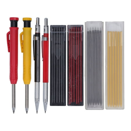 

Woodworking Pencil Kit Portable Lightweight Simple Operation Practical ABS Metal Graphite Wax Refill Carpenter Pencil Set Robust For Car