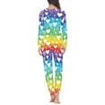 thumbnail image 3 of Renewold Rainbow Stripes Pajama Nightwear for Women Long Sleeve Hearts Sleepwear Set Valentine's Day Home Wear 2 Pack Comfy Yoga Jogger Outdoor Athletic Outfits Size 6XL, 3 of 4