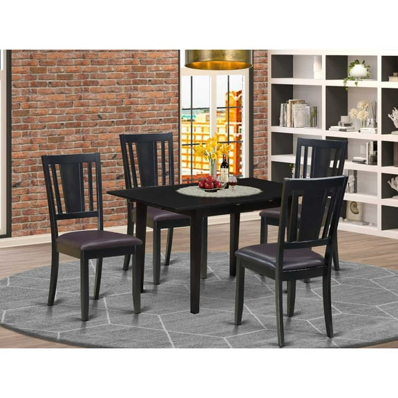 East West Furniture Norfolk 5-piece Traditional Wood Dining Set in Black