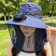 thumbnail image 7 of Byfri Mosquito Net Sun Hat with Solar Fan Wide Brim Fishing Hat for Outdoor Camping Navy 58-60cm, 7 of 7