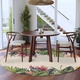 thumbnail image 4 of 8ft Round Rug, Palm Leaves Non-Skid Rubber Backing Large Area Rugs - Living Room Bedroom Home Office, Summer Botanical Tropical Plants Rustic Indoor Floor Mat Carpets Washable Rug, 4 of 9