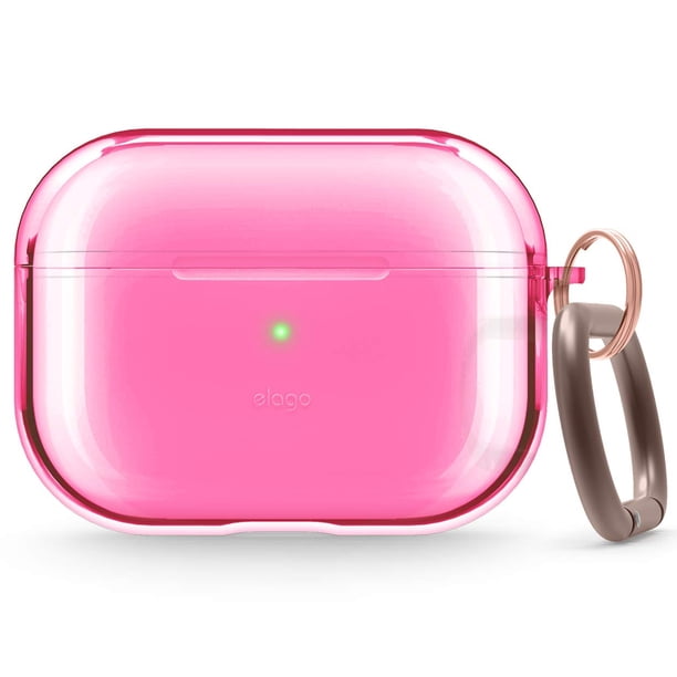 Funda Elago compatible con AirPods Pro, TPU transparente, rosa neón