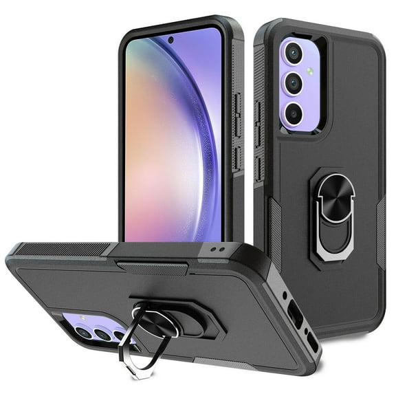 Military Grade TUFF Shockproof Hybrid Armor Case with Ring Grip for Samsung Galaxy A36 5G - Black