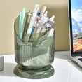 thumbnail image 5 of Makeup Brush Holder Organizer, Transparent Green, 3 Slot Compartments for Makeup Brushes, Pens, Pencils, 5 of 9