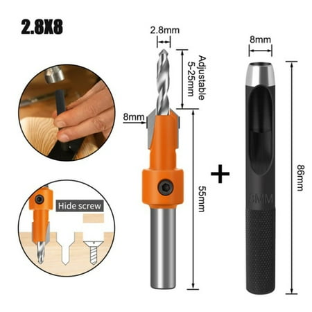 

8mm Shank Woodworking Countersink Router Bit Punching drill Screw Extractor