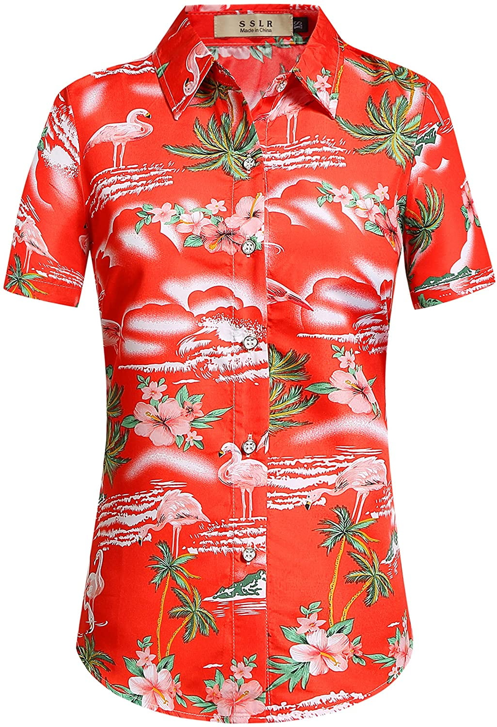 Womens Flamingo Shirt Casual Short 