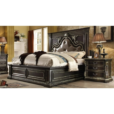 Mcferran B5188 Q Dark Ebony Gold Headboard Queen Panel Bedroom Set 3 Mcferran B5188 Q Dark Ebony Gold Headboard Queen Panel Bedroom Set 3 Carved Wood