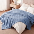 thumbnail image 4 of ROSEKIND Lightweight Breathable 300GSM 3D Striped Flannel Throw Blanket, for Sofa Couch Bed,60x80inch, 4 of 4