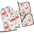 thumbnail image 2 of Flamingo Oven Mitts and Pot Holders 4 Pcs Sets for Kitchen, Cooking Gloves Heat Resistant Oven Mitt Gloves Non Slip Potholders BBQ Gloves for Grilling, Baking, BBQ, 2 of 6