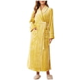 thumbnail image 2 of RXIRUCGD Peignoir Long pour Femme à Col Épaissi, Col Confortable, Robe de Nuit, Tenue d'Intérieur ( Jaune, Taille : M ), 2 of 7