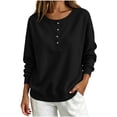 thumbnail image 2 of Jovrlynd Black Sweatshirt for Women Crewneck Long Sleeve Relaxed Fit Half Button Winter Sweatshirts Soft Comfy Pullover Tops 2XL, 2 of 7