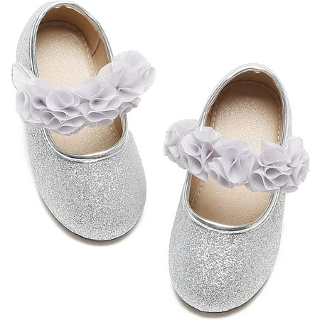 

QWZNDZGR Toddler Little Girl Dress Shoes - Girl Mary Jane Flats Party School Wedding