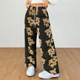 thumbnail image 3 of Women Cute Fuzzy Teddy Bear Pants Plush Fleece Elastic Waist Wide Leg Pajama Pant Drawstring Baggy Loungewear with Pockets, 3 of 5