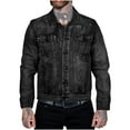 thumbnail image 1 of LOVZFMLL Jackets for Men's Vintage Motorcycle Solid Color Button Pocket Long Sleeved Denim Jacket, 1 of 6