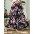 thumbnail image 4 of Cueply Long Skirts for Women Pleated Elastic High Waist drawstring Tiered Maxi Skirt with Pockets, 4 of 7