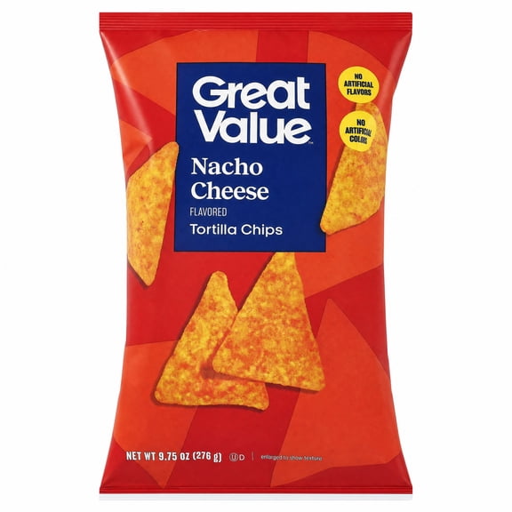 Great Value Nacho Cheese Tortilla Chips, 9.75 oz Bag