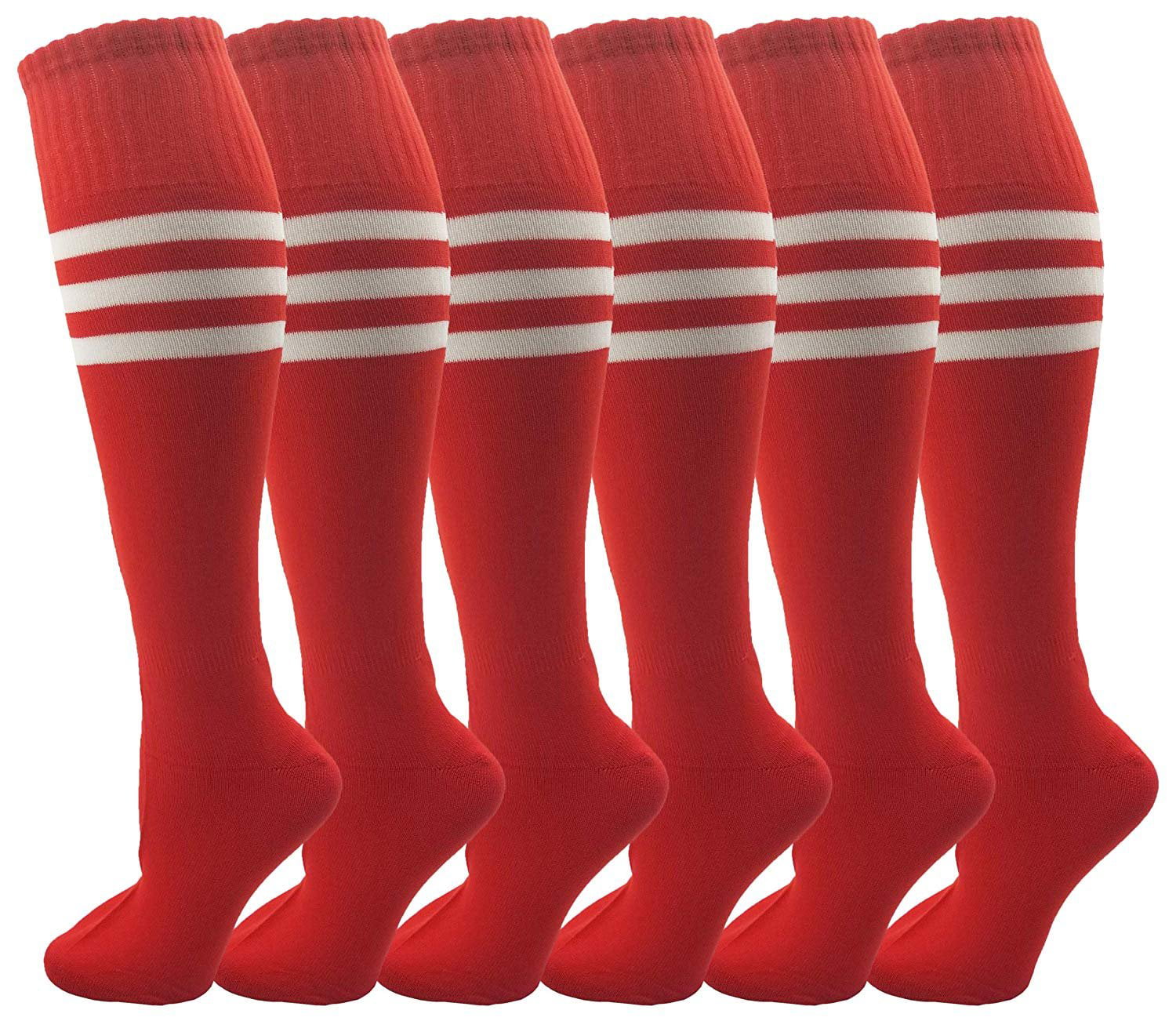2 Pair Brand New Youth SCORE Athletic Sports Soccer Socks Red White  6-8.5 NWT! 