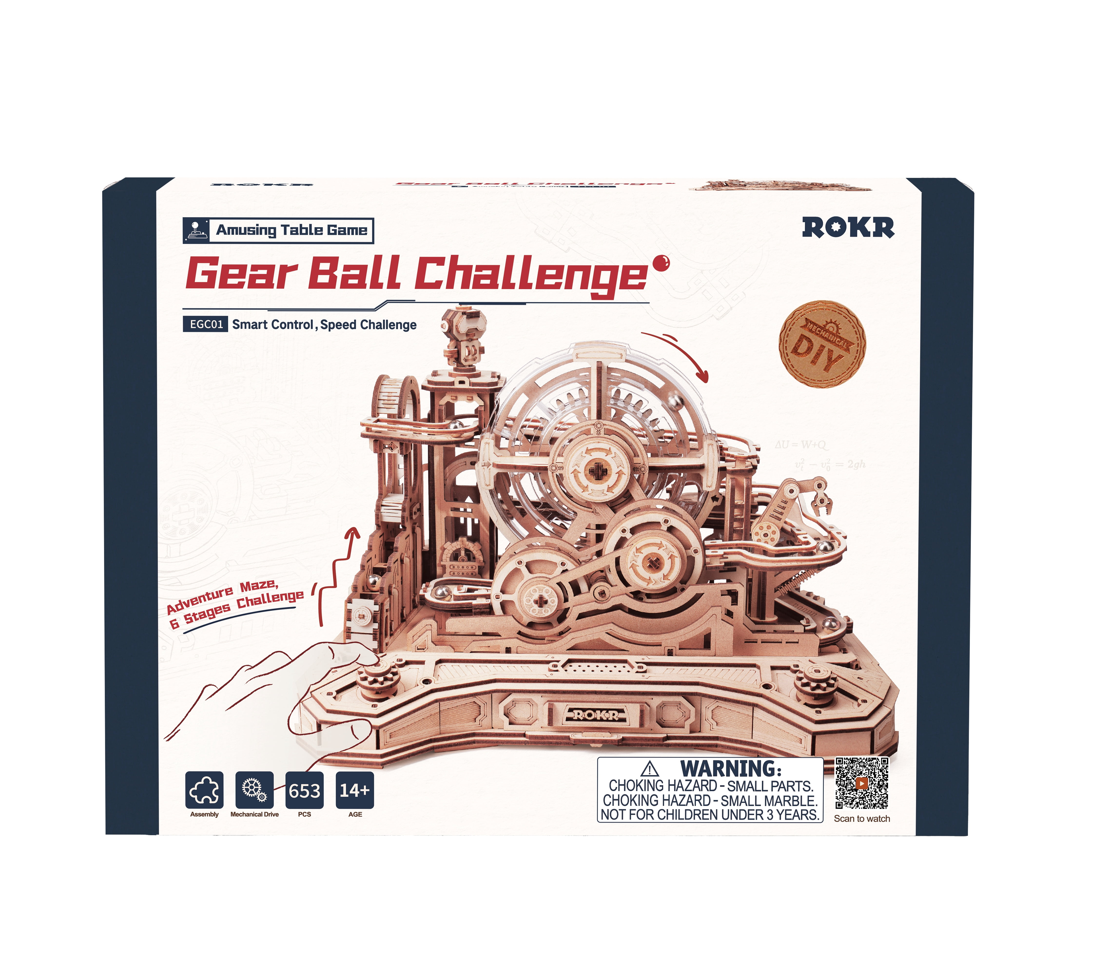 ROKR 3D Wooden Puzzle Gear Ball Challenge, Rotating Brain Teaser Engineering Educational PuzzleBall for Teens Adults Gift