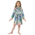 thumbnail image 6 of FORMRS Niños Bathrobe Unisex Hooded Robe Soft Plush Pajamas Sleepwear, Size 4-6T, Pink Seaside, 6 of 7