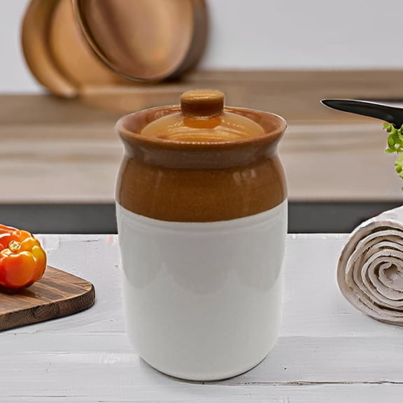 Ceramic Pickle Jars with Lid | Barni | Containers | Storage Jar for spice pickle chatni achar | hand Painted Ceramic Barni | Achar ki Barni | Dining Table Container (1000 ml)