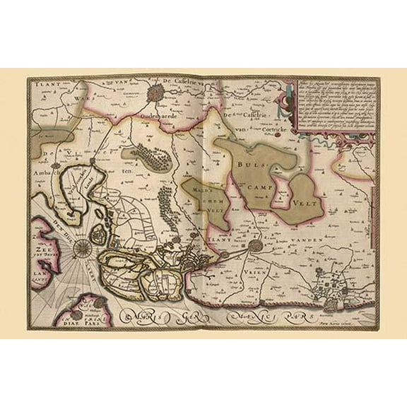 Netherlands, Map Zeeland-Fine art canvas print (20" x 30")
