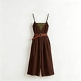 thumbnail image 7 of Women's Solid Color V-Neck Camisole Jumpsuit with Wide Legs, Quarter Waistband, and Pocket, 7 of 7