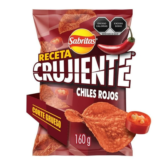 Papas fritas Sabritas Receta Crujiente sabor chiles rojos 160 g